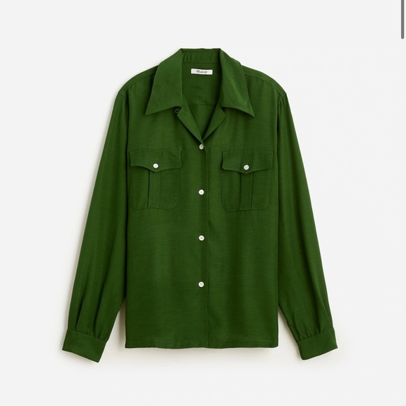 Madewell Alexa Chung for Madewell Pleat-Pocket Button-Up Shirt in Dark Pine M - Picture 6 of 12